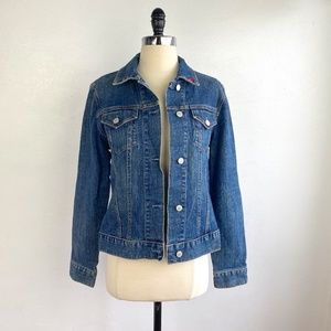 Vintage Gap Jean Jacket Y2K Womens Medium Blue Stretch Denim Trucker Medium Wash